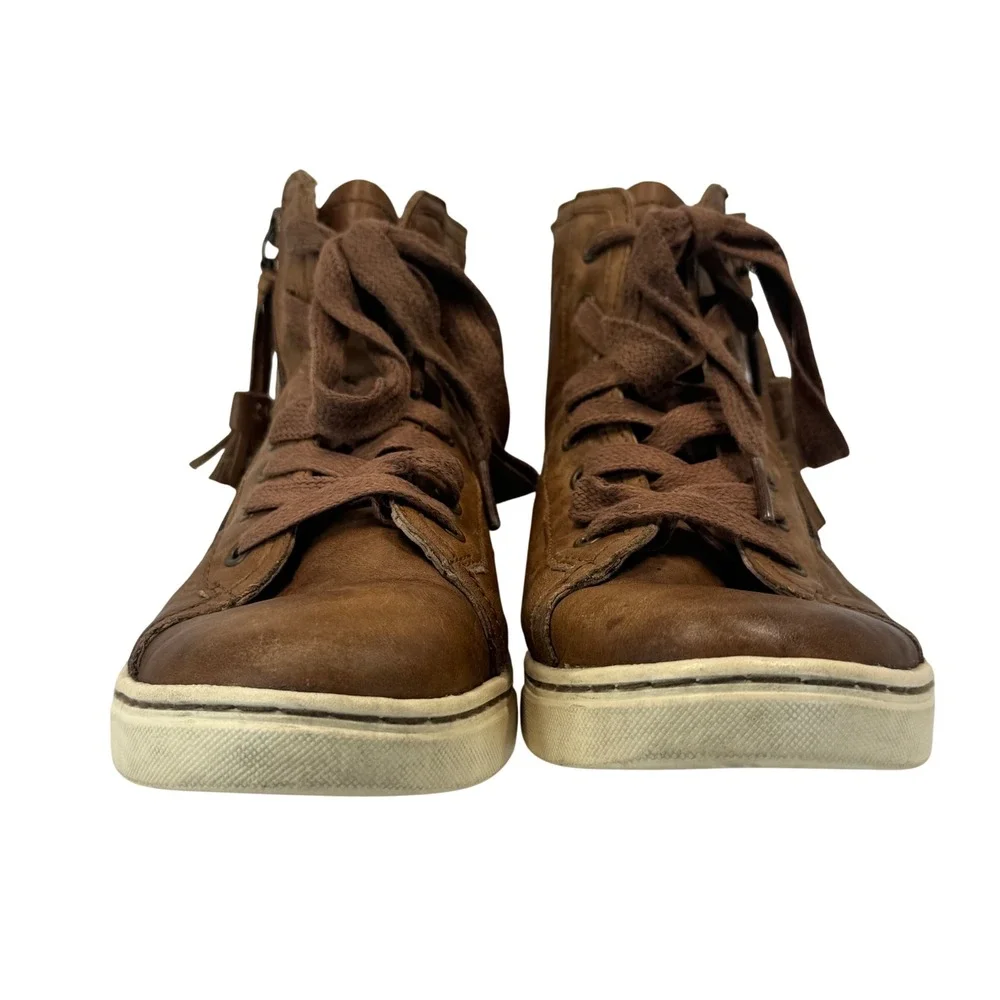 UGG Blaney Brown Leather High Top Sneakers Tassel Side Zip Womens Size 7.5 Shoes
